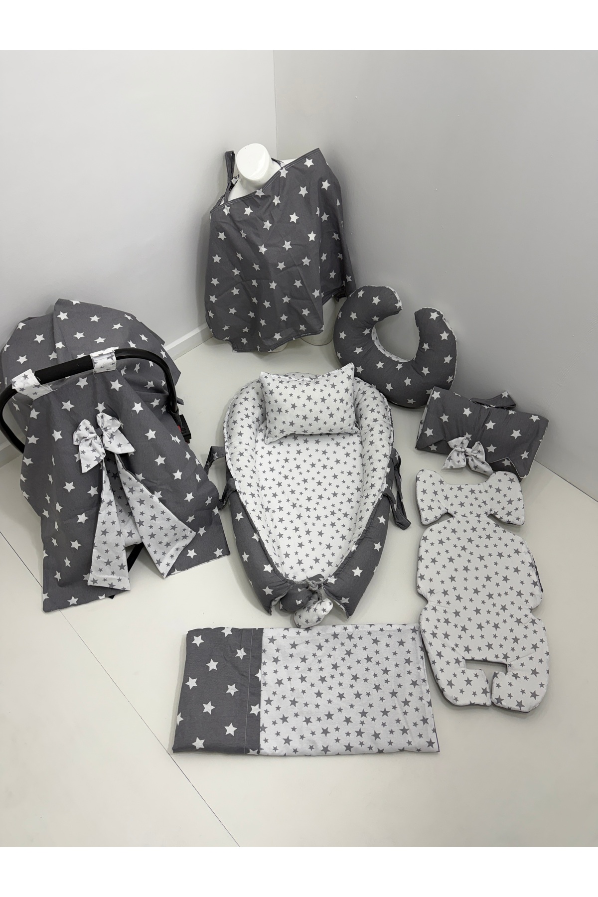 Balamira Babynest Gri Beyaz Yıldız 10 Lu Babynest Takımı fotoğrafı 4 (önizleme)