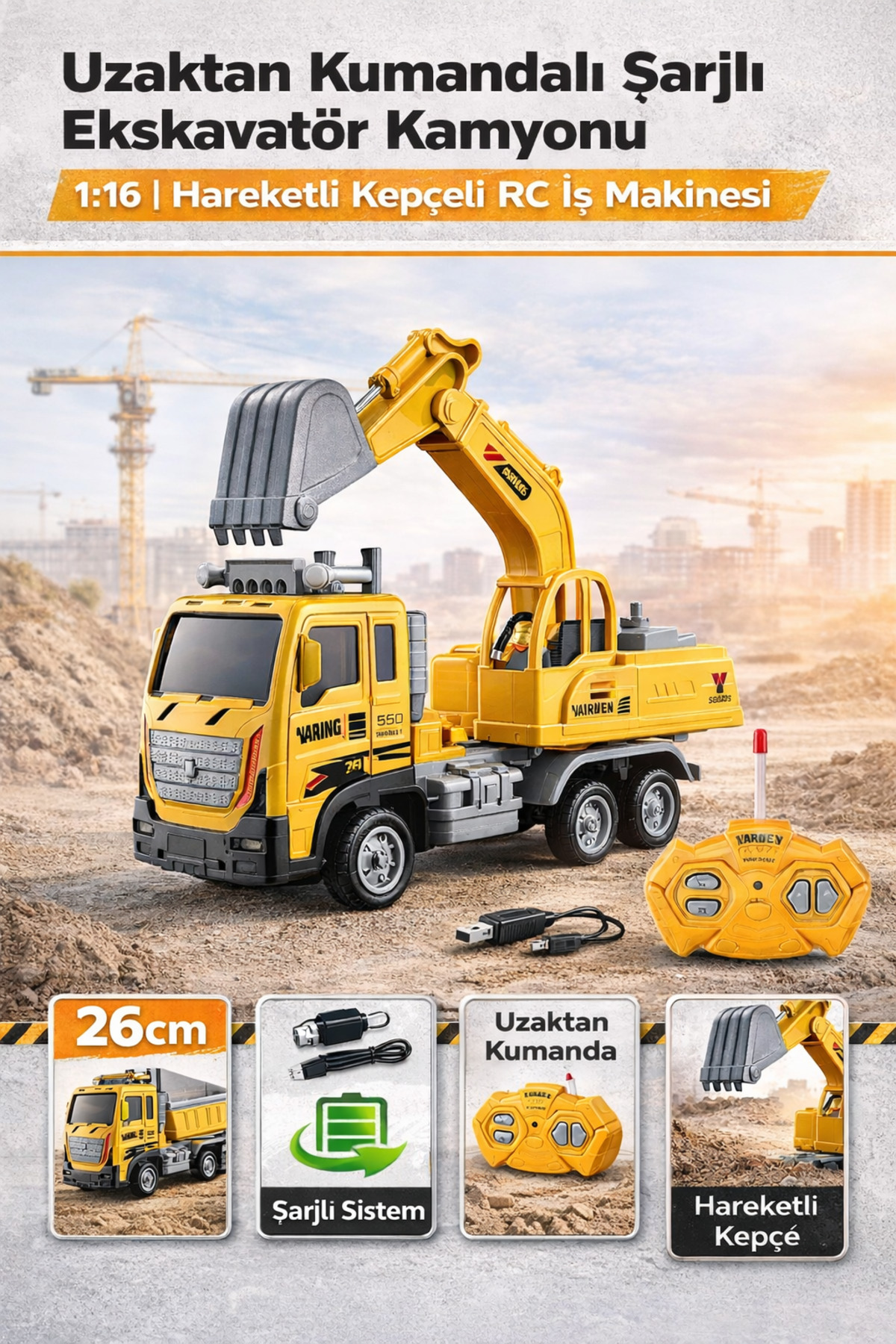 YILDIRIM OYUNCAK Uzaktan Kumandalı Full Fonksiyon Şarjlı 1:16