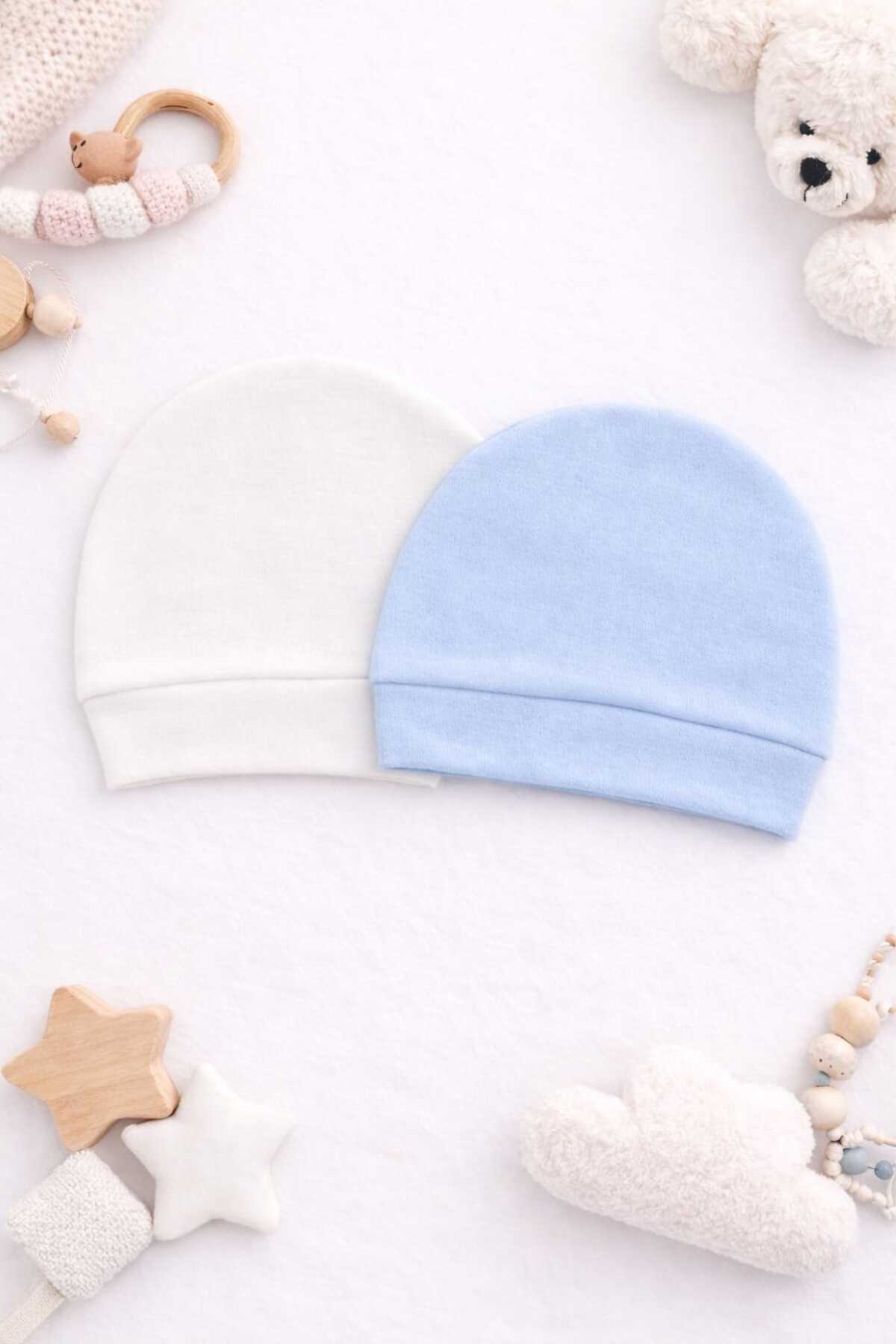 UmBaby Pamuklu Penye Yenidoğan Bebek Bere Şapka 4lü fotoğrafı 4 (önizleme)