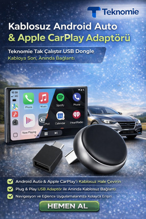 TARÇIN Carlinkit Mini Ultra-3 2026 Versiyon Bluetooth 5.4 Kablosuz CarPlay Ad...