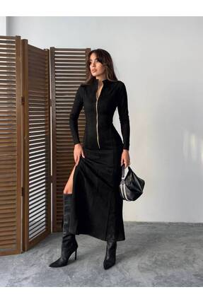 MAXMOOR HANNAH Maxi Elbise 3082 - Siyah