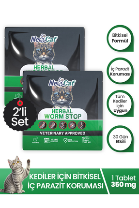 NEOCAT Bitkisel & Lezzetli Parazit Tableti İç Herbal Worm Stop Parazit İç