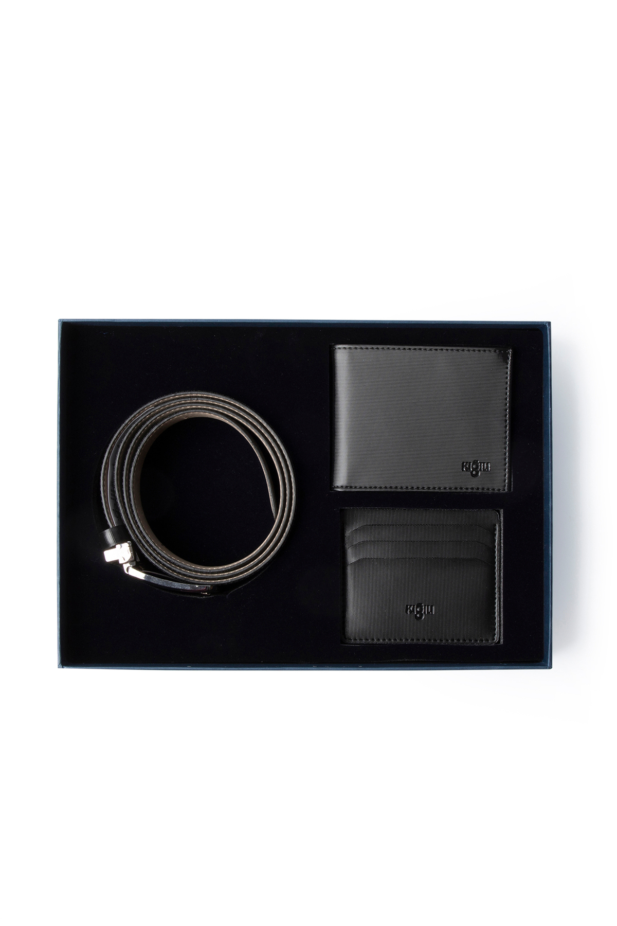 Kiğılı  Desenli 3'lü Kemer & Cüzdan & Kartlık Hediye Kutulu Set - Görsel 2