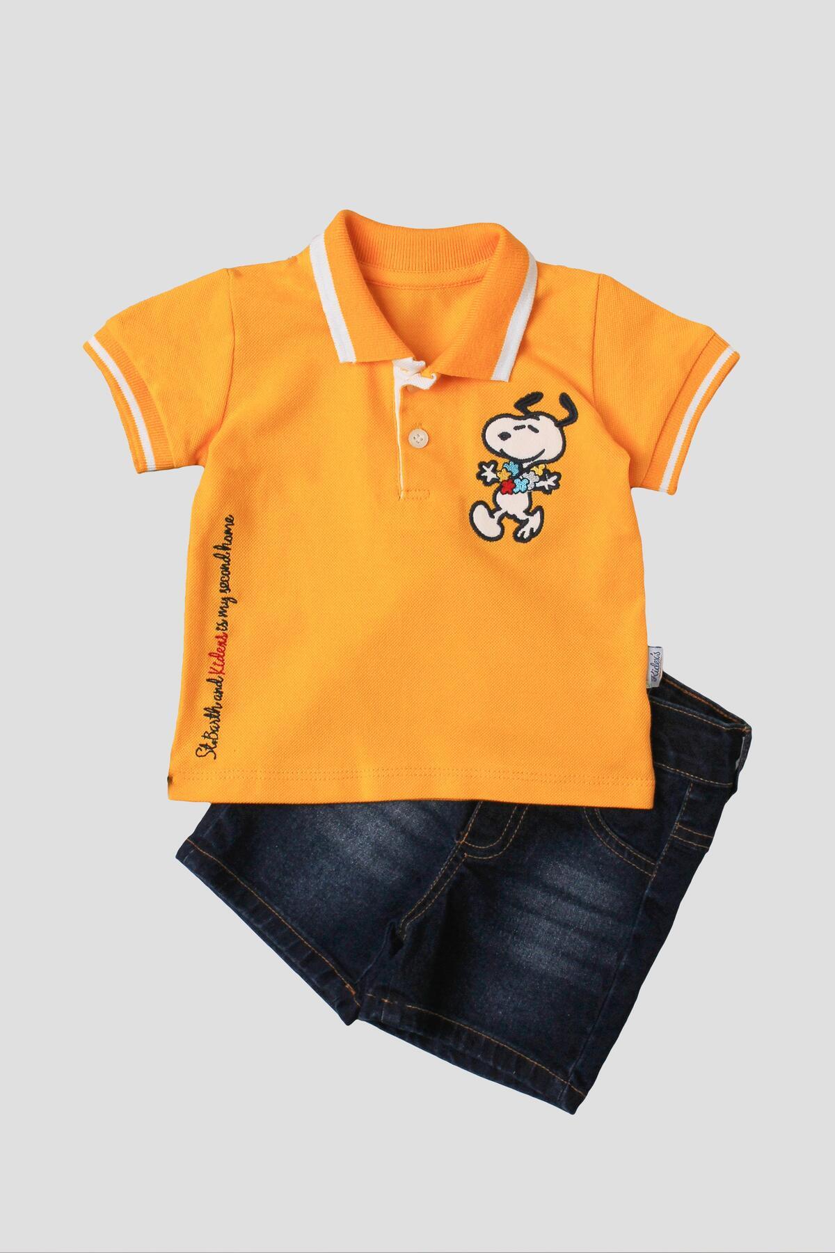 Chicsy Baby Erkek bebek pamuklu polo takım pantolon üst ikili takım düğün doğum günü nişan nikah bayram fotoğrafı 2 (önizleme)