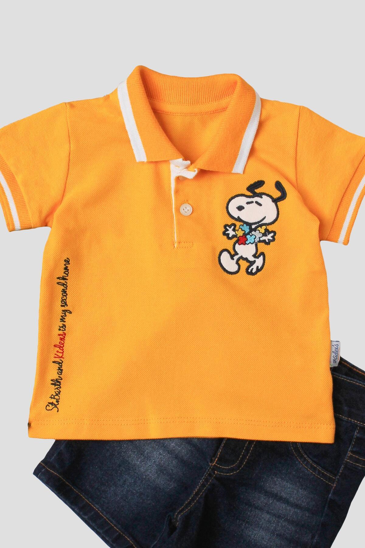 Chicsy Baby Erkek bebek pamuklu polo takım pantolon üst ikili takım düğün doğum günü nişan nikah bayram fotoğrafı 3 (önizleme)