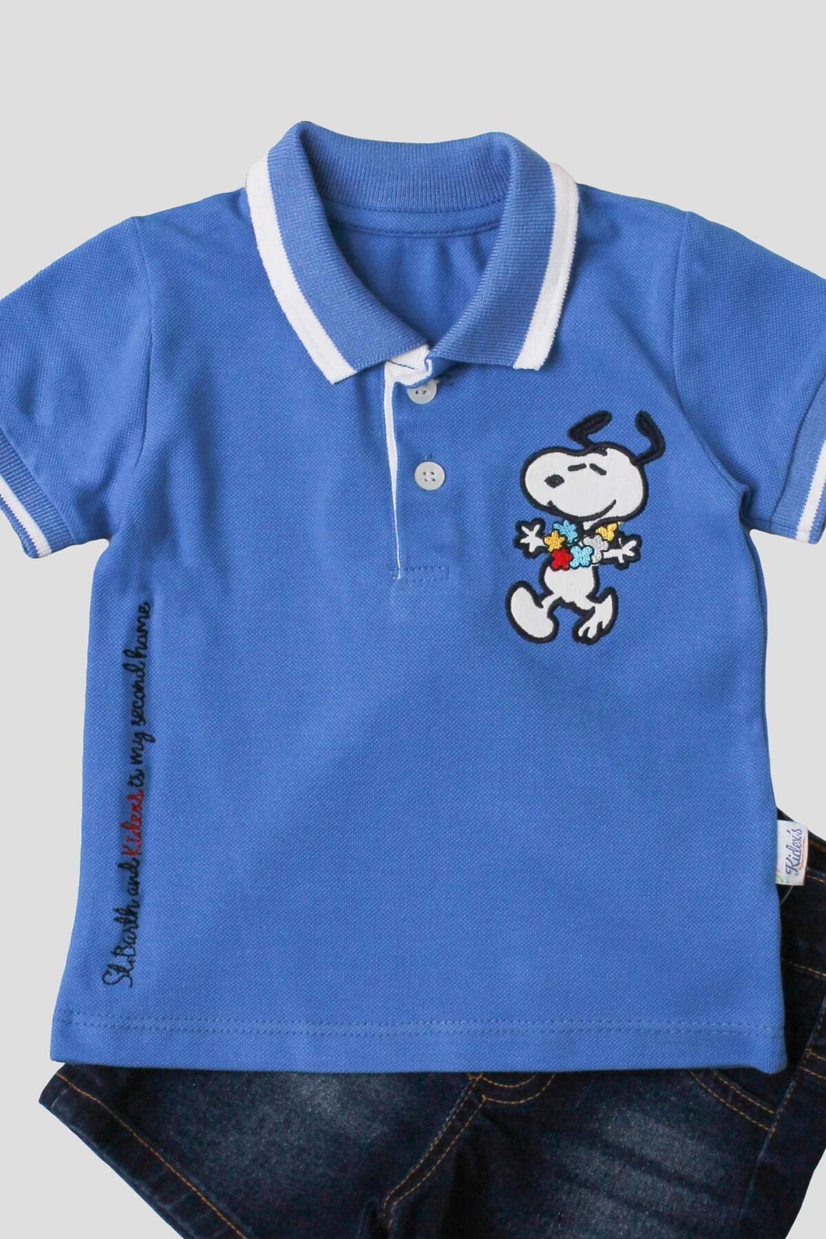 Chicsy Baby Erkek bebek pamuklu polo takım pantolon üst ikili takım düğün doğum günü nişan nikah bayram fotoğrafı 3 (önizleme)