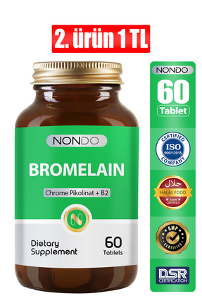 Nondo Bromelain 2400 Gdu 750mg Krom Pikolinat 60 Tablet Ödem Detoks