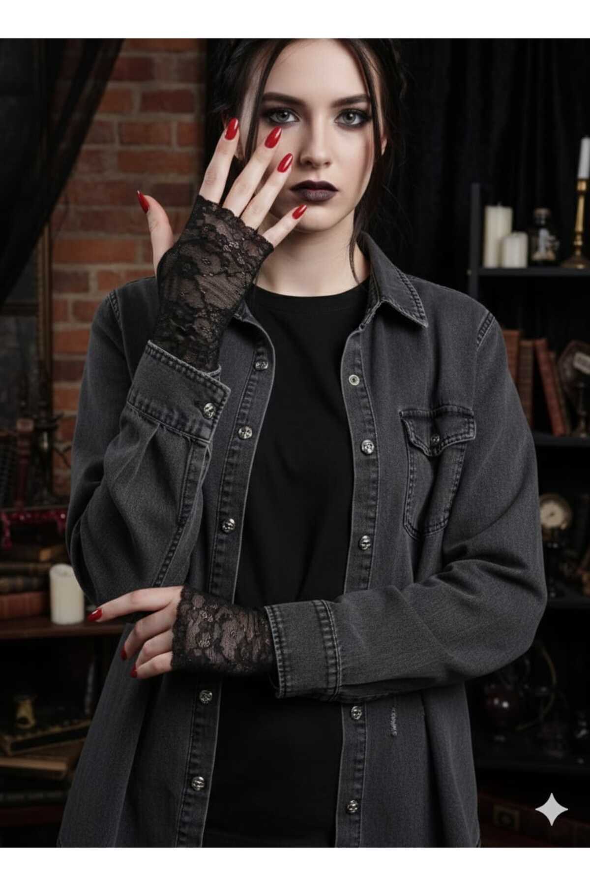 MPY GLOBAL  Siyah Dantel Eldiven,dans Eldiveni,düğün,özel Gün,fantazi Eldiven,kına Eldiveni,mezuniyet Eldiveni - Görsel 2