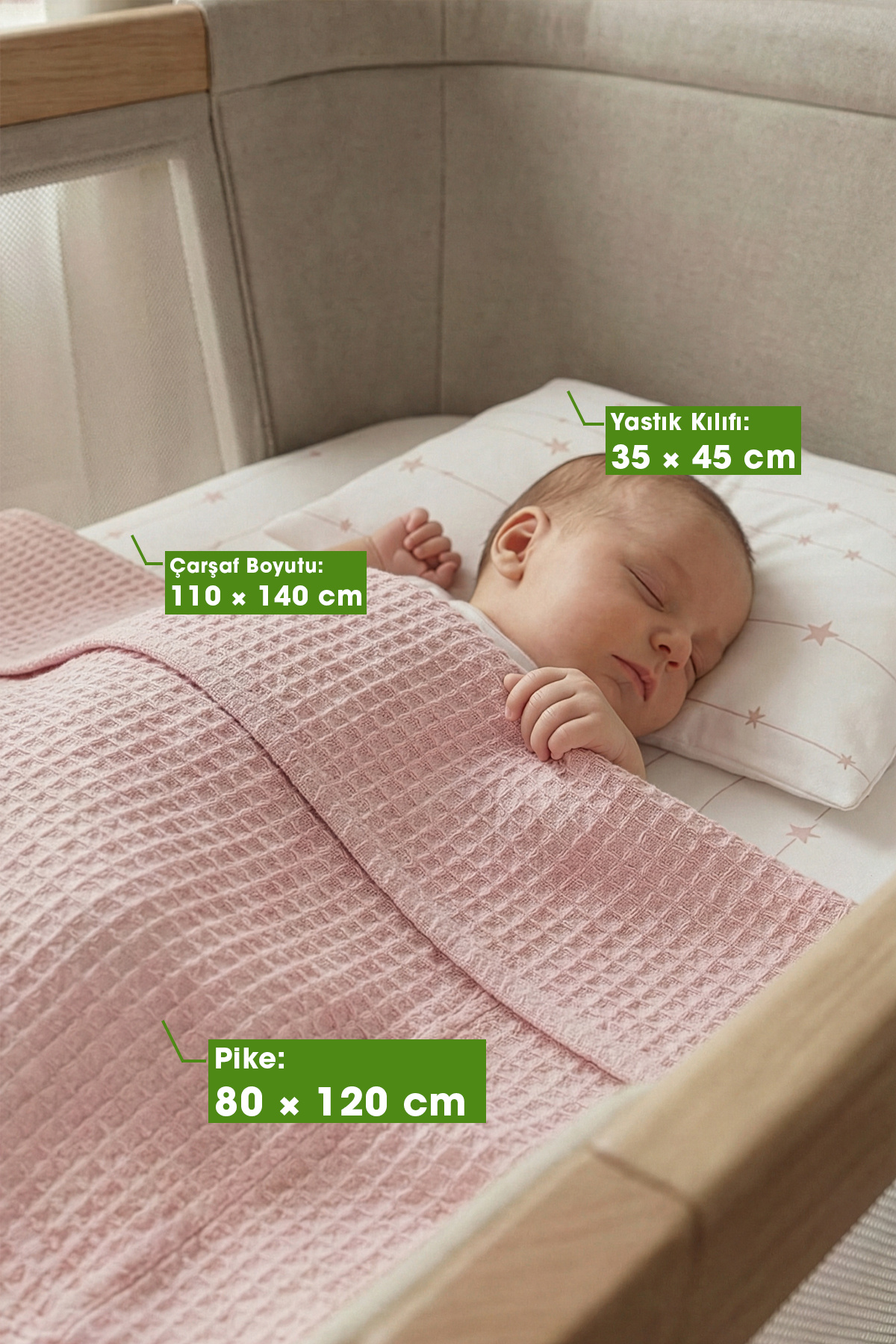 Yada Baby %100 Pamuk Poplin Waffle Bebek Pike Takımı (80 X 120 CM) (OEKO-TEX SERTİFİKALI) fotoğrafı 2 (önizleme)