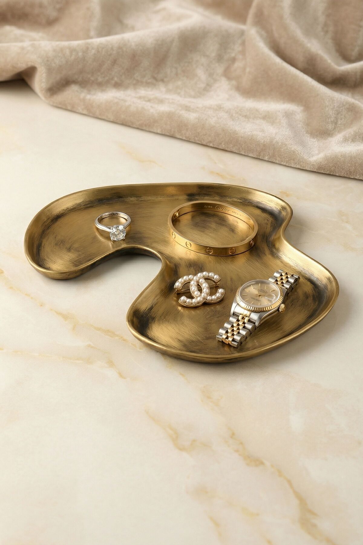 Jewelry Plate Jewelry Organizer Jewelry Makeup Cosmetic Organizer Gold Antiquated Color Model 16