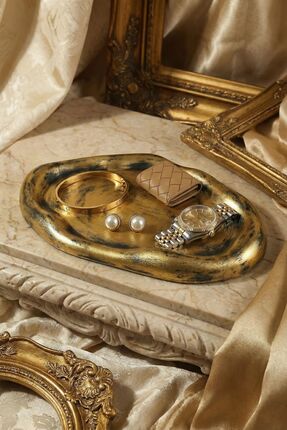 Viselia Takı Tabağı Takı Organizeri Takı Makyaj Kozmetik Düzenleyici Altın Es...