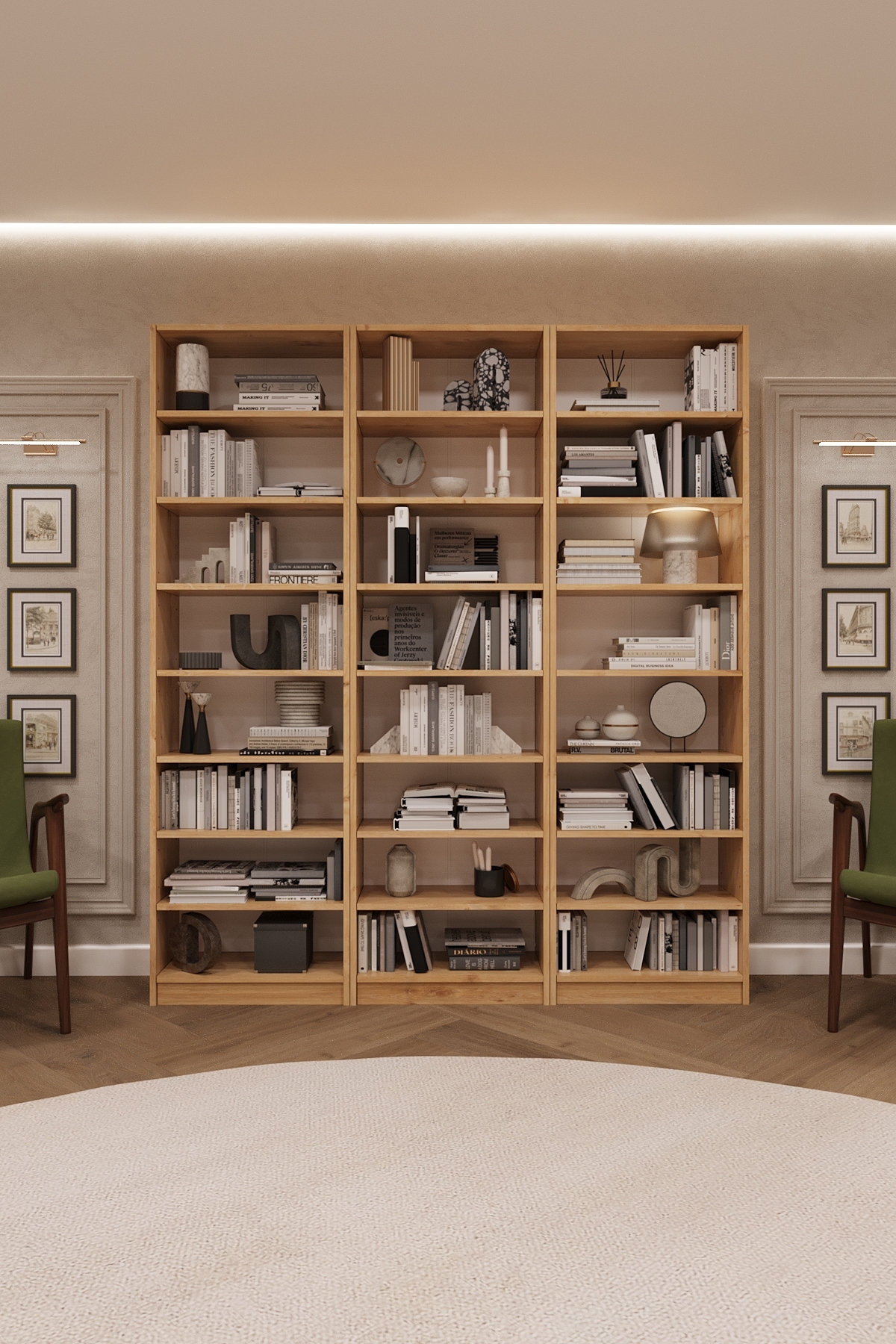 Luxury Oak 24 Shelf Adjustable Home Office Bookshelf 100% MDF Decorative Library Bookshelf K21