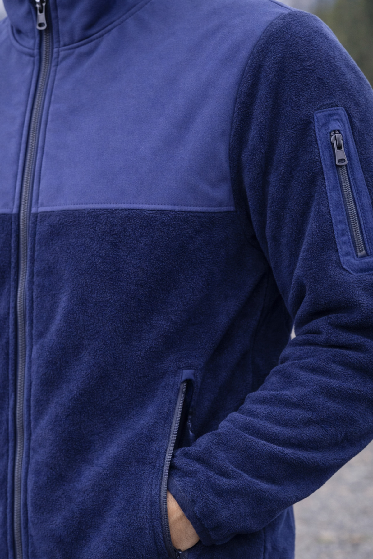 Tam Fermuarlı Softshell Garnili Polar — سرمه‌ای tts25 — تصویر 5 از 6