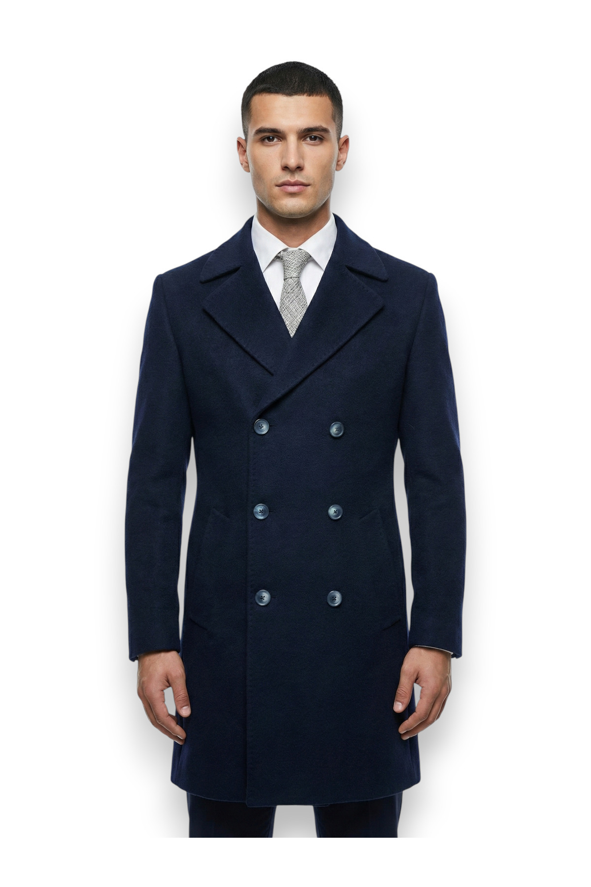 HERMOSE  Lacivert Kruvaze Erkek Kaban