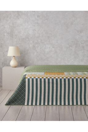 English Home Strada Grid Çift Kişilik Çok Amaçlı Örtü 200x220 cm Yeşil