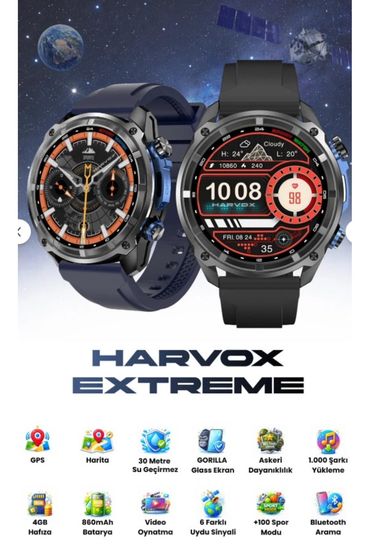 Harvox Extreme Gps Li Amoled Akilli Saat Iphone Ve Android Tum Telefonlara Uyumlu P - %34.2 İndirim