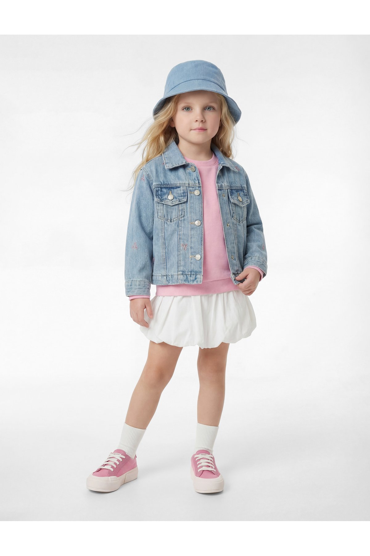 Koton Pamuklu Uzun Kollu Fiyonk İşlemeli Cepli Denim Ceket fotoğrafı 2 (önizleme)