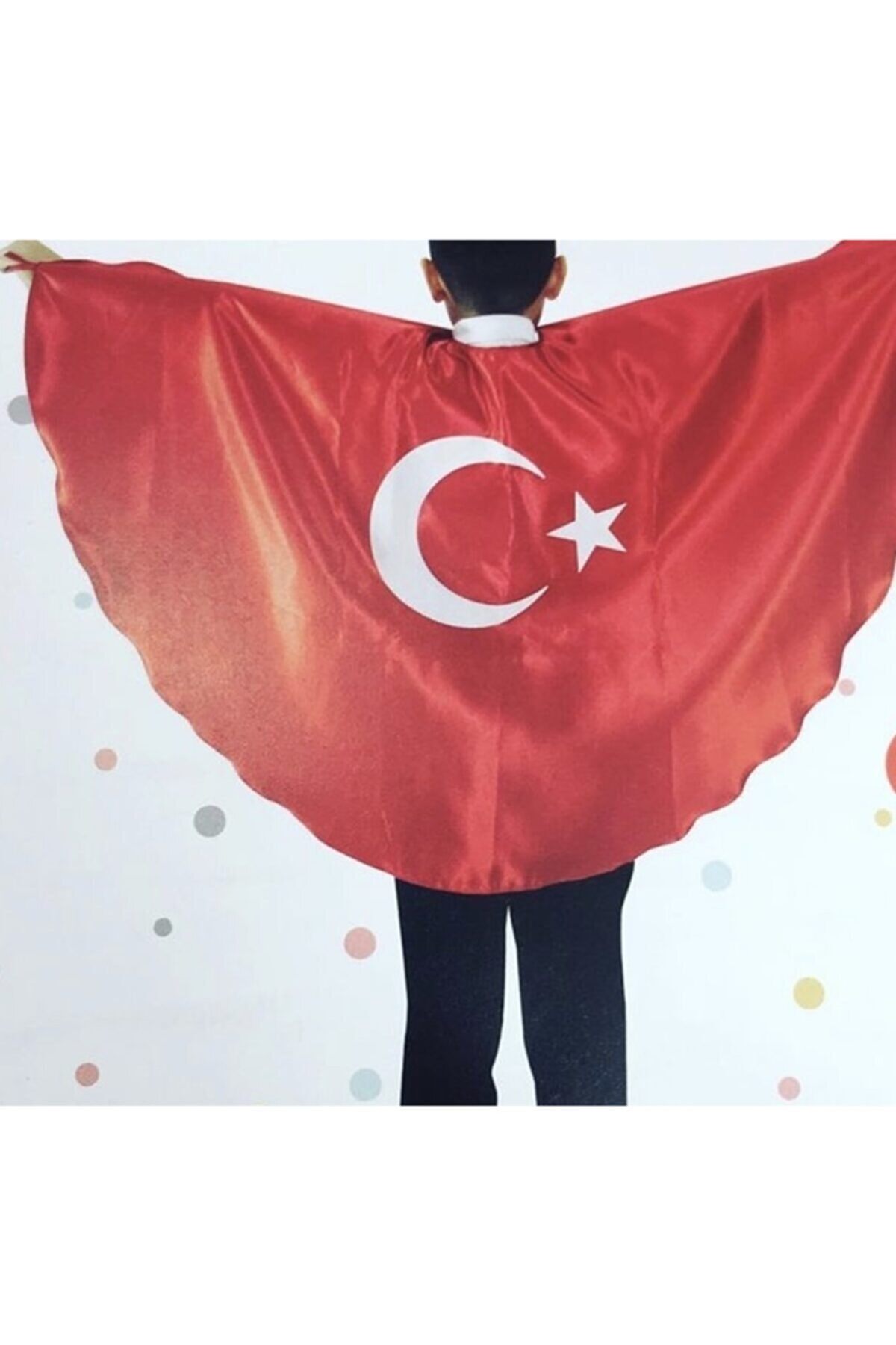 Parti Kırtasiye Türk Bayrak Pelerin Gösteri Kostüm Ü - Kırmızı Ay Yıldız Bayrak Lı Pelerin 23 Nisan fotoğrafı 5 (önizleme)