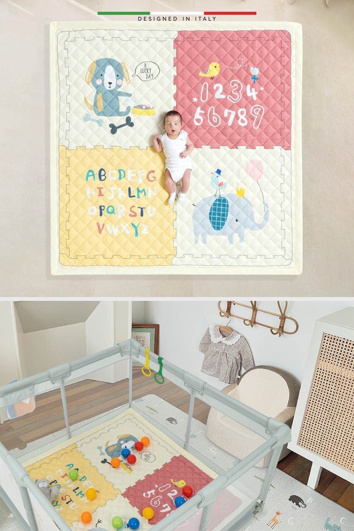 Elele Parma 2in1 Oyun Parkı Oyun Alanı ve Oyun Matı Halısı 125x125 cm Koyu Gri fotoğrafı 7 (önizleme)