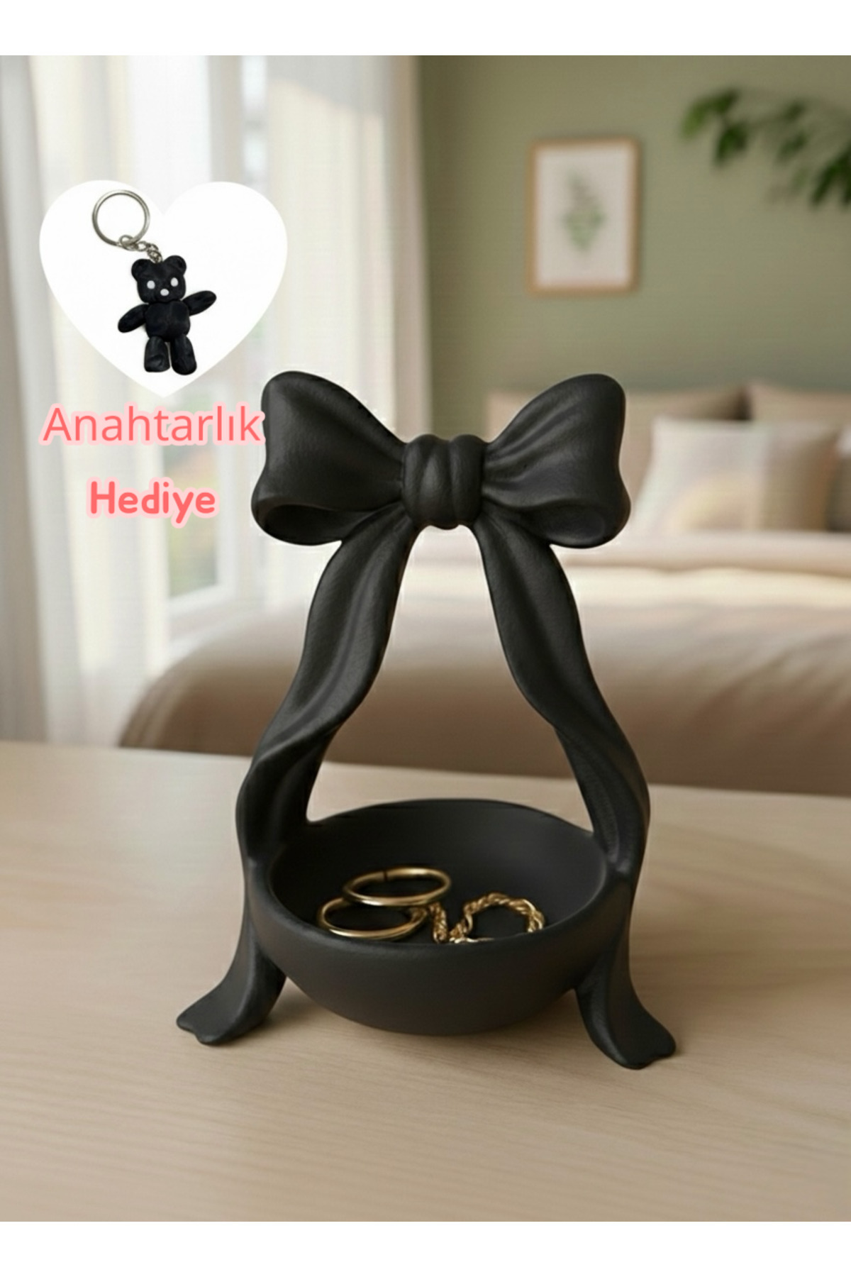 🎀 Stylish Bow Design Jewelry & Accessory Stand 14 x 12 – Minimal Decorative Jewelry Box
