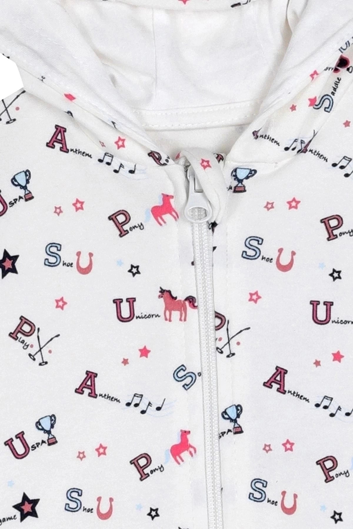 U.S. Polo Assn. Lisanslı Usb1030 Bebek Kapüşonlu Hırka Krem fotoğrafı 2 (önizleme)