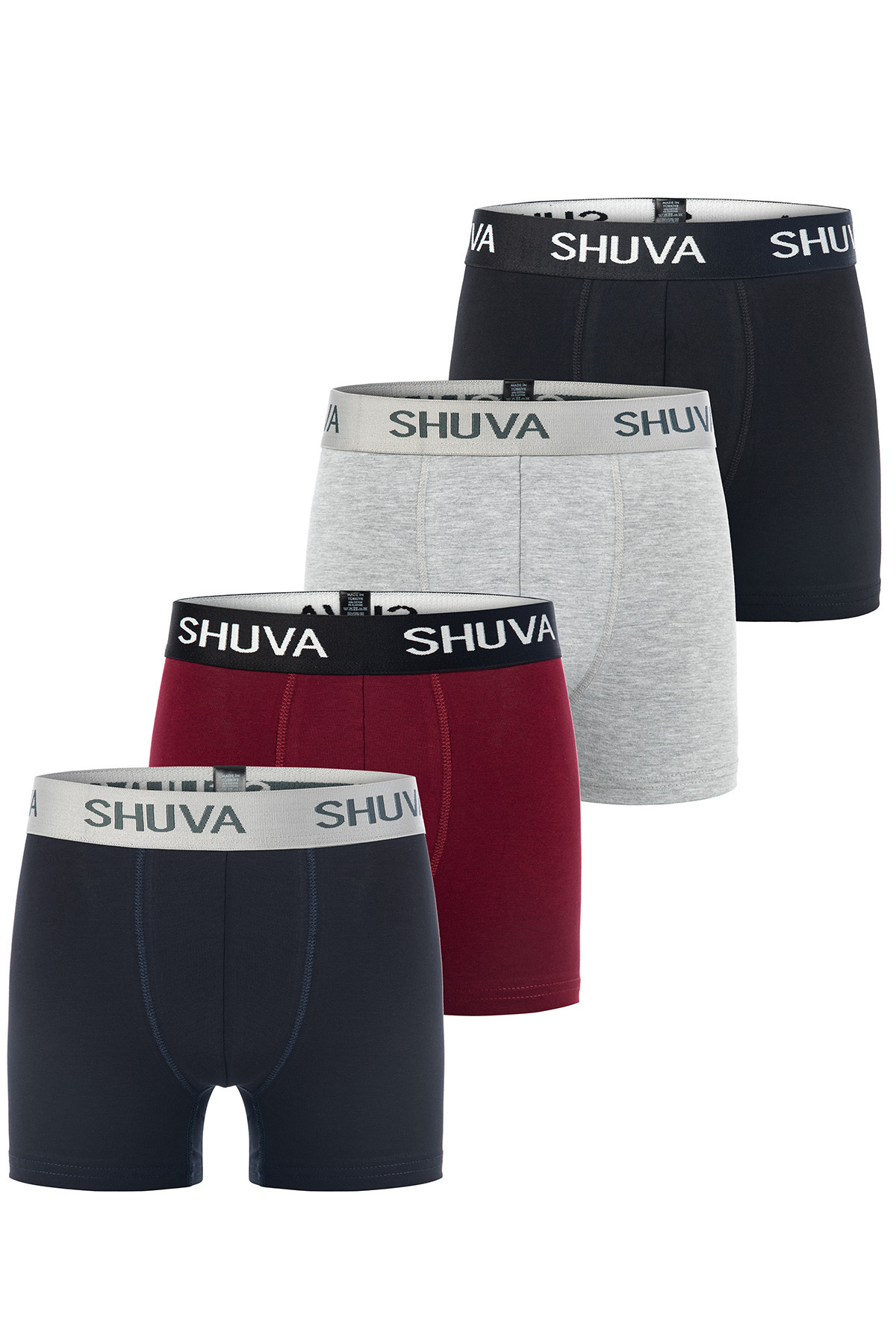 SHUVA 4'lü Paket Erkek Boxer Pamuklu Likralı Esnek Rahat Kesim - Karışık Set