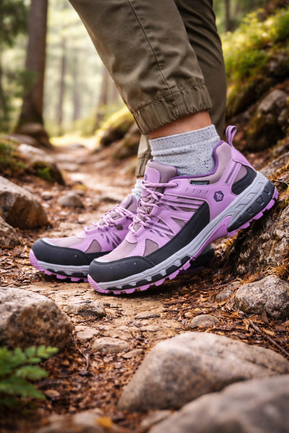 Hammer Jack  Kadın Su Geçirmez Outdoor Kalın Taban Spor Ayakkabı Hj 24658z Pembe/siyah - Görsel 6