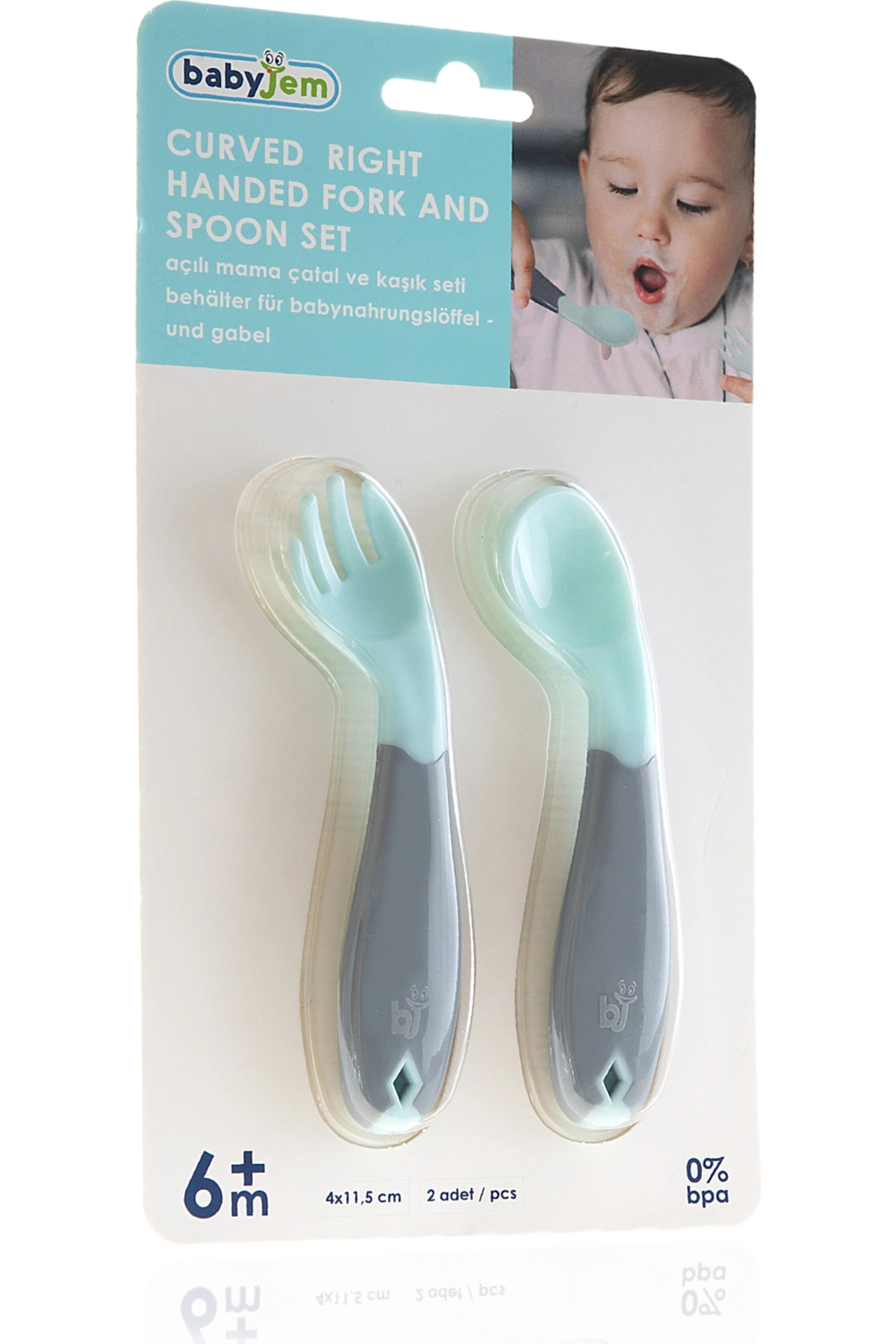 Babyjem Açılı Mama Çatal Kaşık Seti - Yeşil fotoğrafı 5 (önizleme)