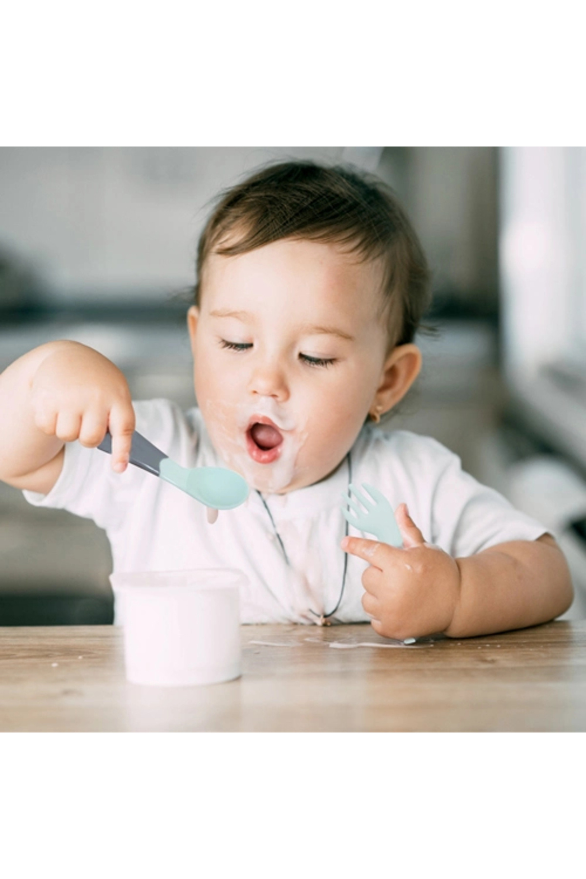 Babyjem Açılı Mama Çatal Kaşık Seti - Yeşil fotoğrafı 3 (önizleme)