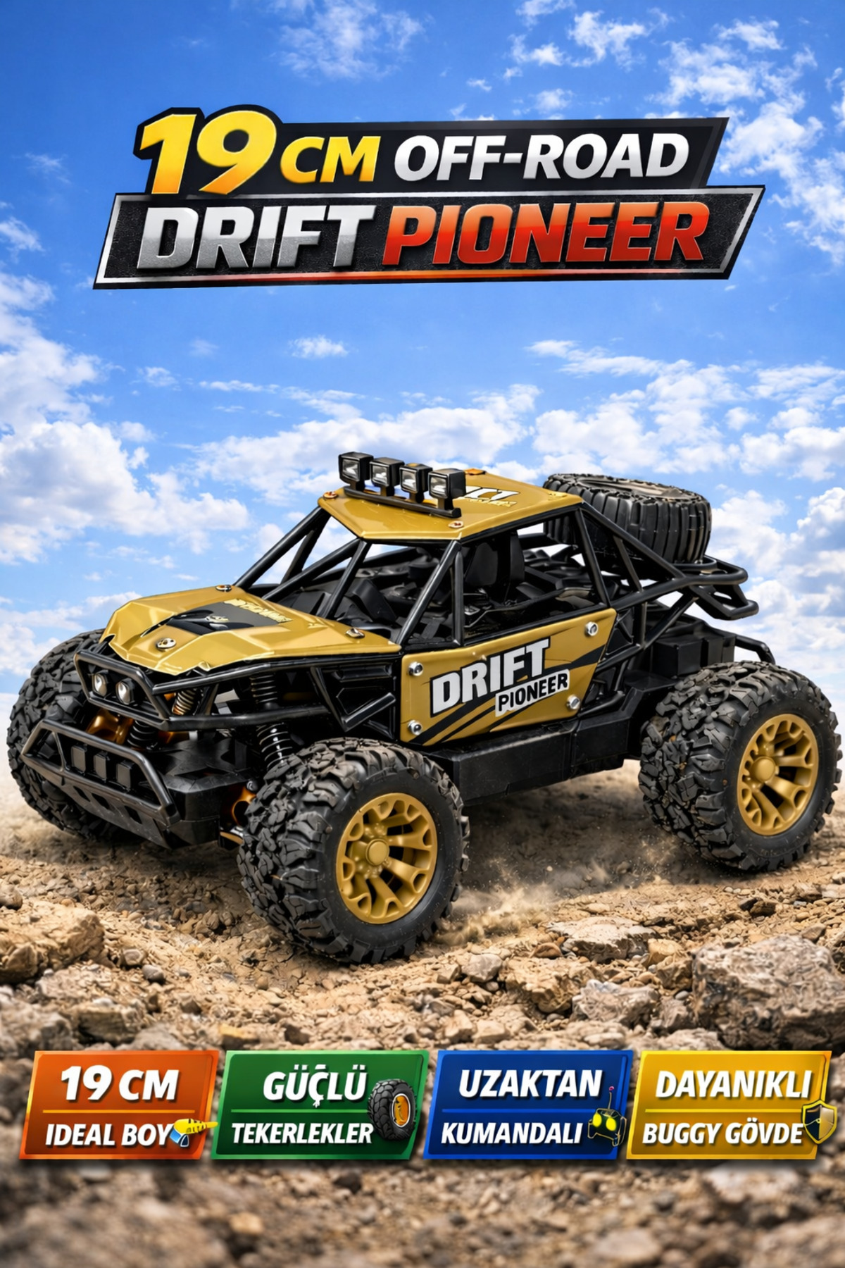Full Function Rechargeable Remote Controlled Off Road Car 19 cm - Off Road Suspended Car