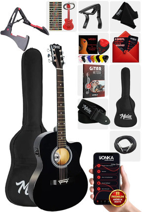 Midex Rg-560bk Pack Siyah Elektro Akustik Gitar Full Set Ekolayzerli 40 Inç 4...