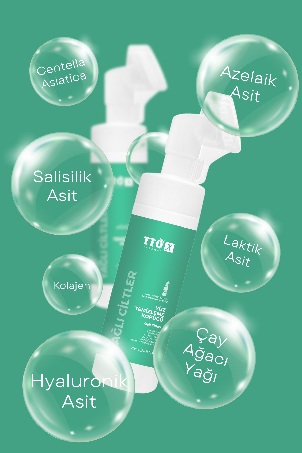 Yüz Temizleme Köpüğü Arındırıcı 200 ml Çay Ağacı Yağlı X Aplikatörlü Yağlı Ciltler — 8684576000545 — تصویر 4 از 6