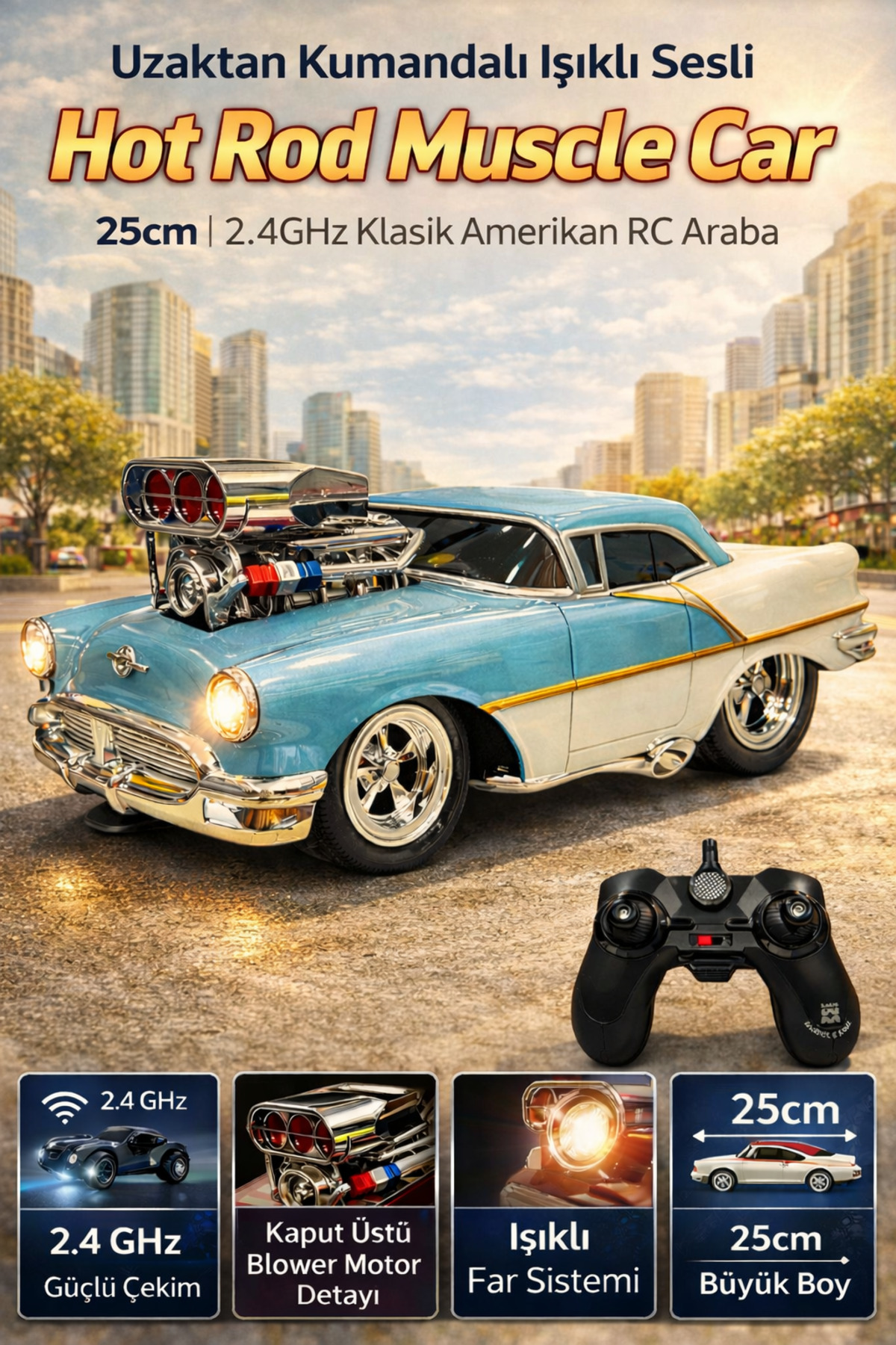 Classic Car with Remote Control Rechargeable Sound Light Full Function Drifting
