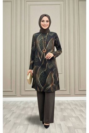 Genel Markalar GÜLİN TAKIM yünlü viskon kumaş kahverengi