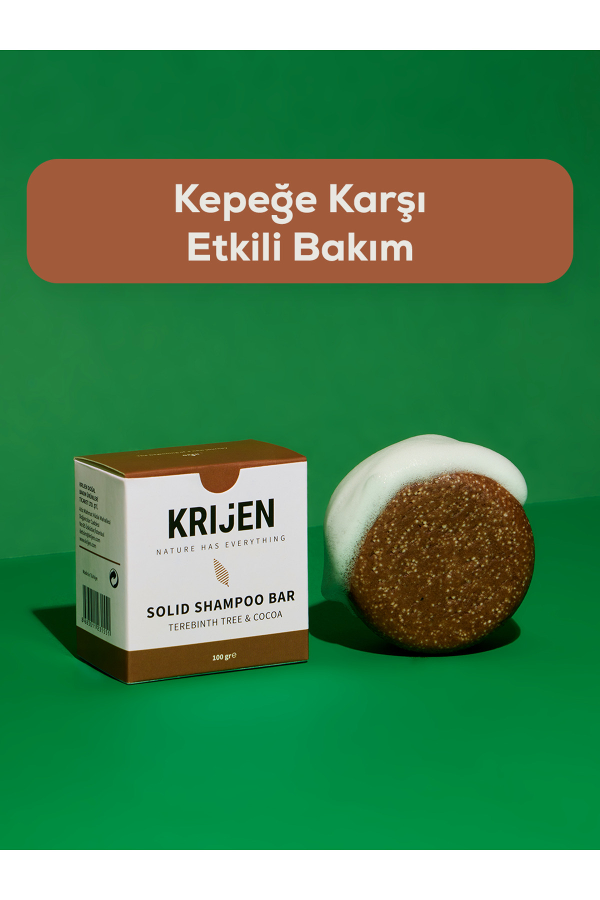 Kakao & Bıttım(MENENGİÇ) Katı Şampuan 100gr | SLES, Boya Içermez | Vegan — تصویر 6 از 9