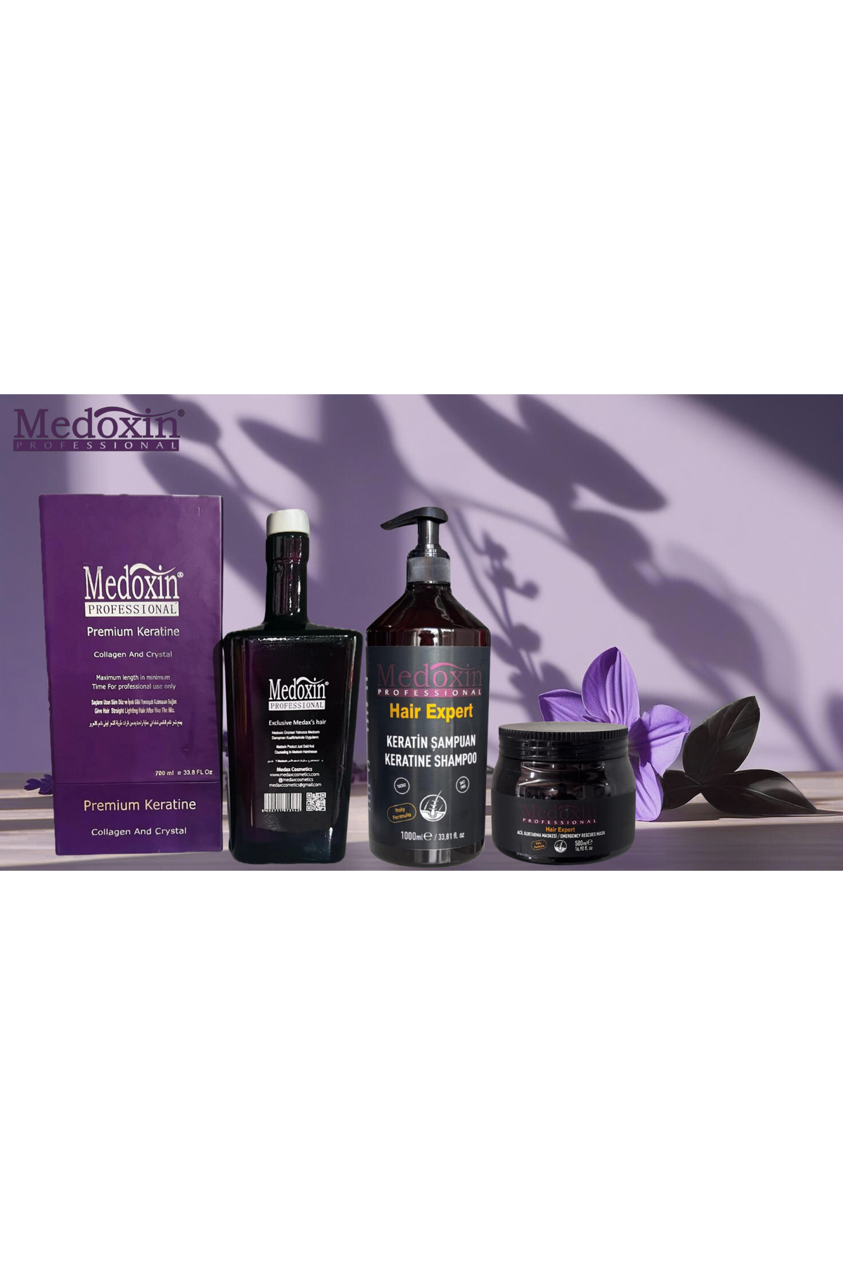 Medoxin Premium Kokusuz Düzleştirici Keratin Bakım Seti 700 ml