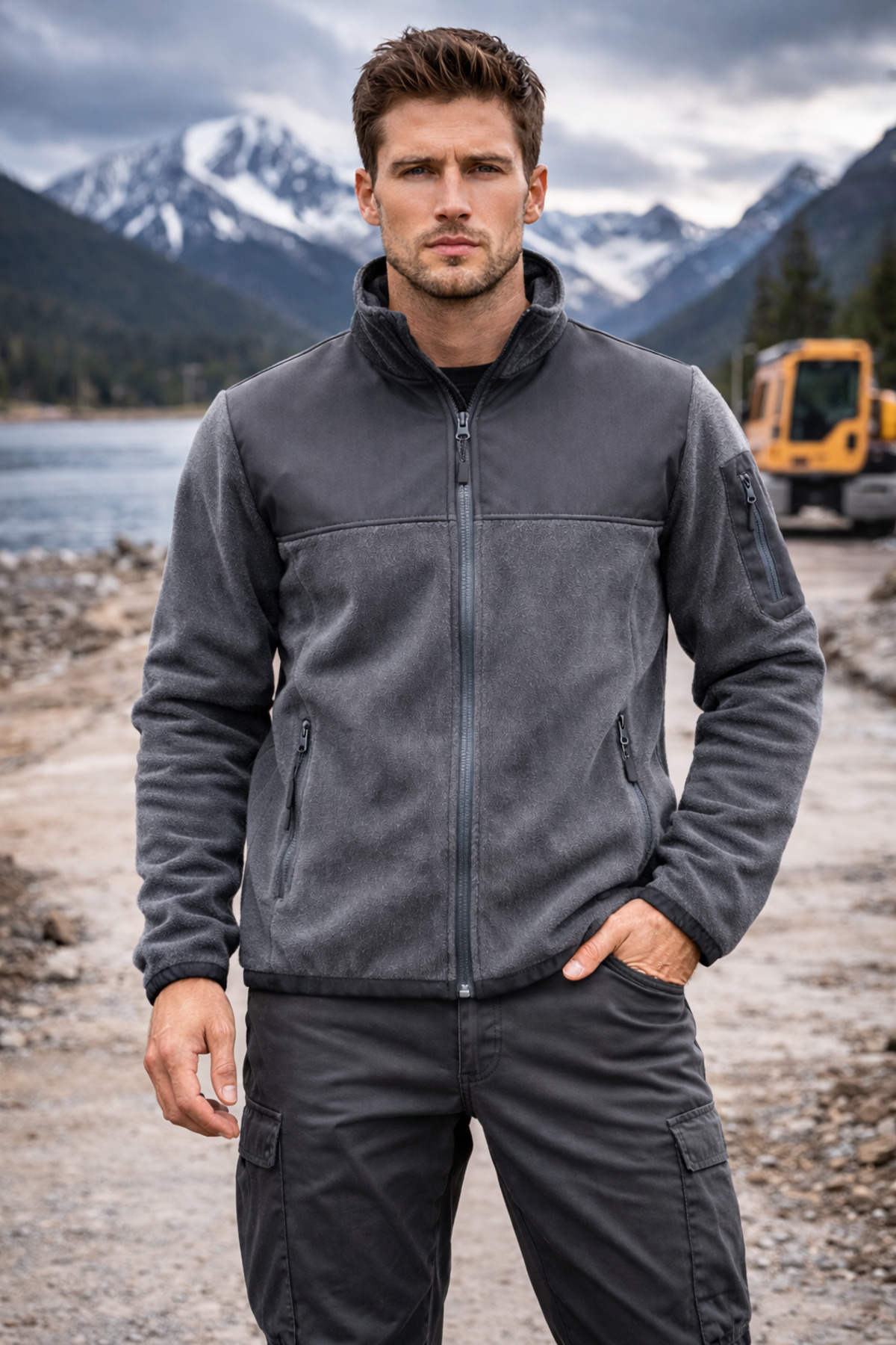 TOKER TEKSTİL Tam Fermuarlı Softshell Garnili Polar görsel 3