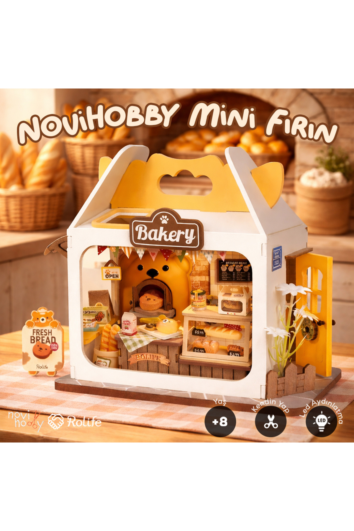 NoviHobby Mini Fırın 3D Puzzle Ahşap Minyatür Maket Kiti DIY