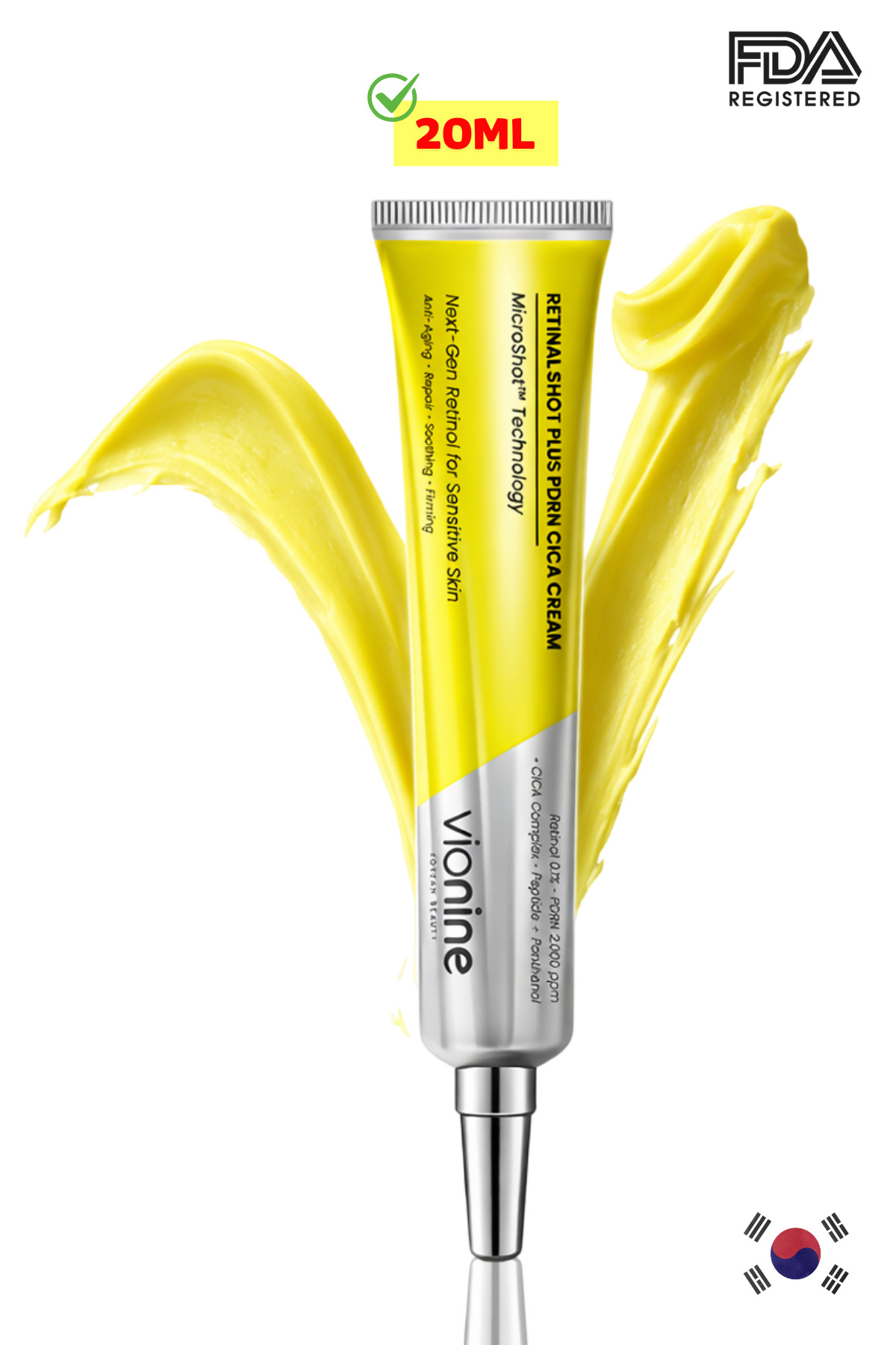 Vio nine Retinal Microshot ™   Plus Pdrn Cica Cream 0.1% Made in Korea 20 ml