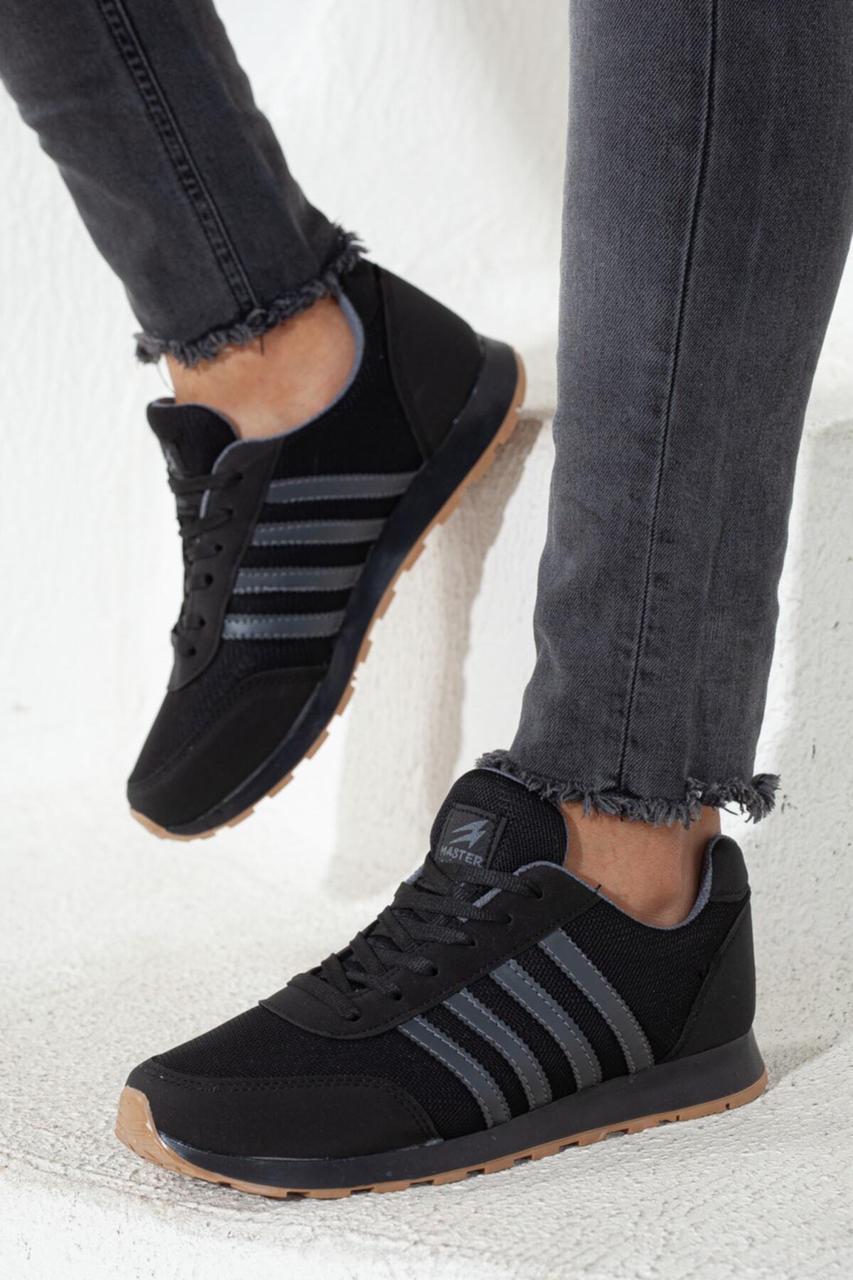 Rona Gifts  Erkek Siyah Günlük Rahat Taban Yumuşak Hafif Esnek Yürüyüş Sneaker Bağcıklı Spor Ayakkabı - Görsel 5