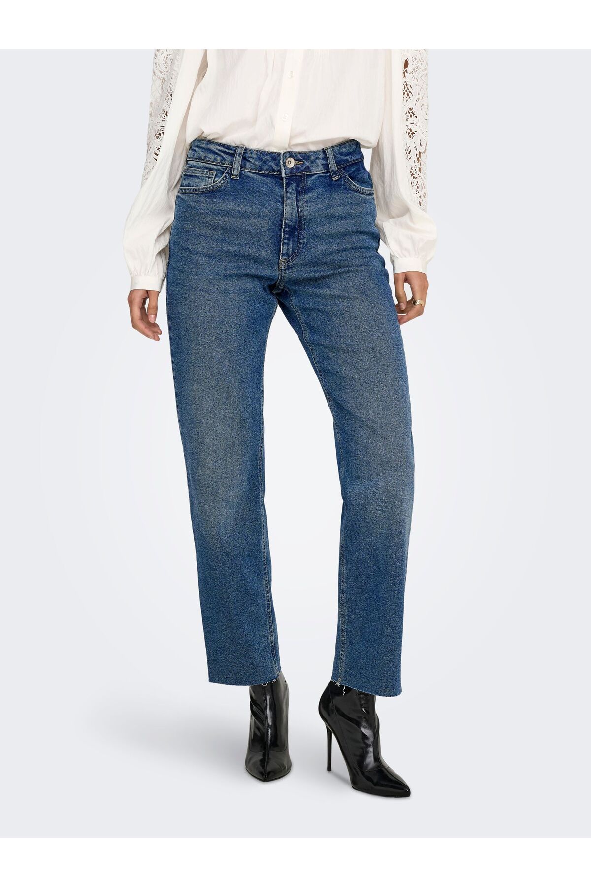 JDY Straight-Fit jeans JDYLULLU Hohe Taille Gerade geschnitten Knöchellang Jeans