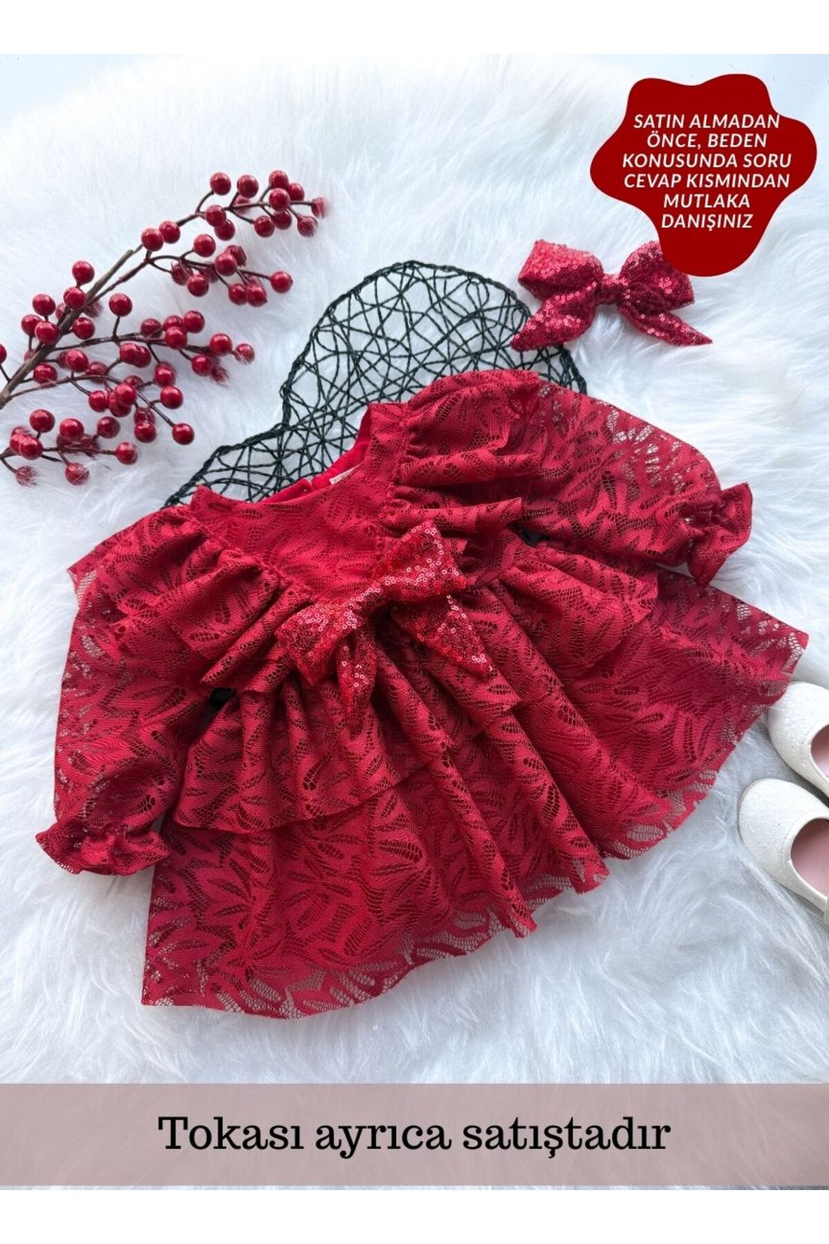 aysskids LOLA Kız Bebek Dantel Detaylı Uzun Kollu Özel Gün Bayramlık Abiye Elbise fotoğrafı 3 (önizleme)