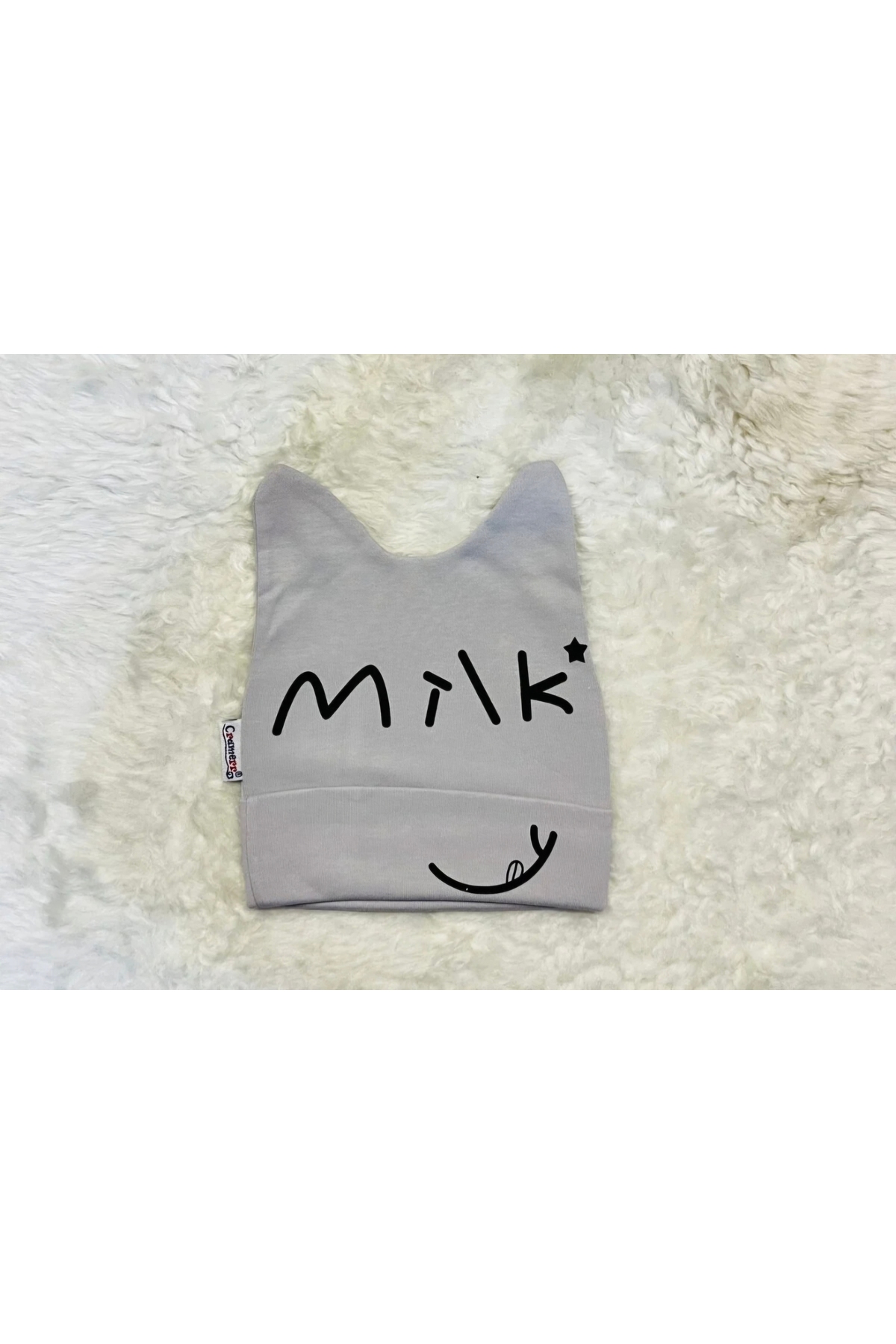 anne dokunuşu gibi KUZUM BEBE Siyah Beyaz Gri 3’'lü Milk Figürlü Kız Erkek Bebek Çocuk Penye Şapka Bere fotoğrafı 4 (önizleme)