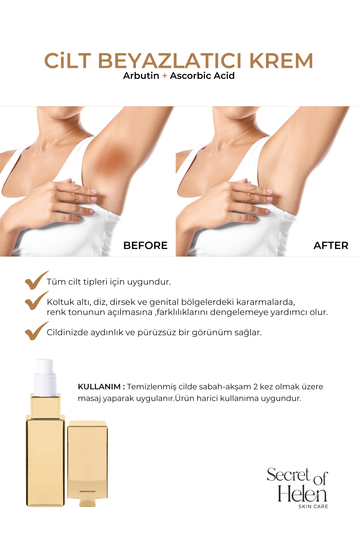 Skin Whitening Krem 30ml |Cilt Beyazlatıcı, Cilt Tonu Açıcı,Cilt Tonu Eşitleyici,Aydınlatıcı|Arbutin — 8684264200608 — تصویر 4 از 6