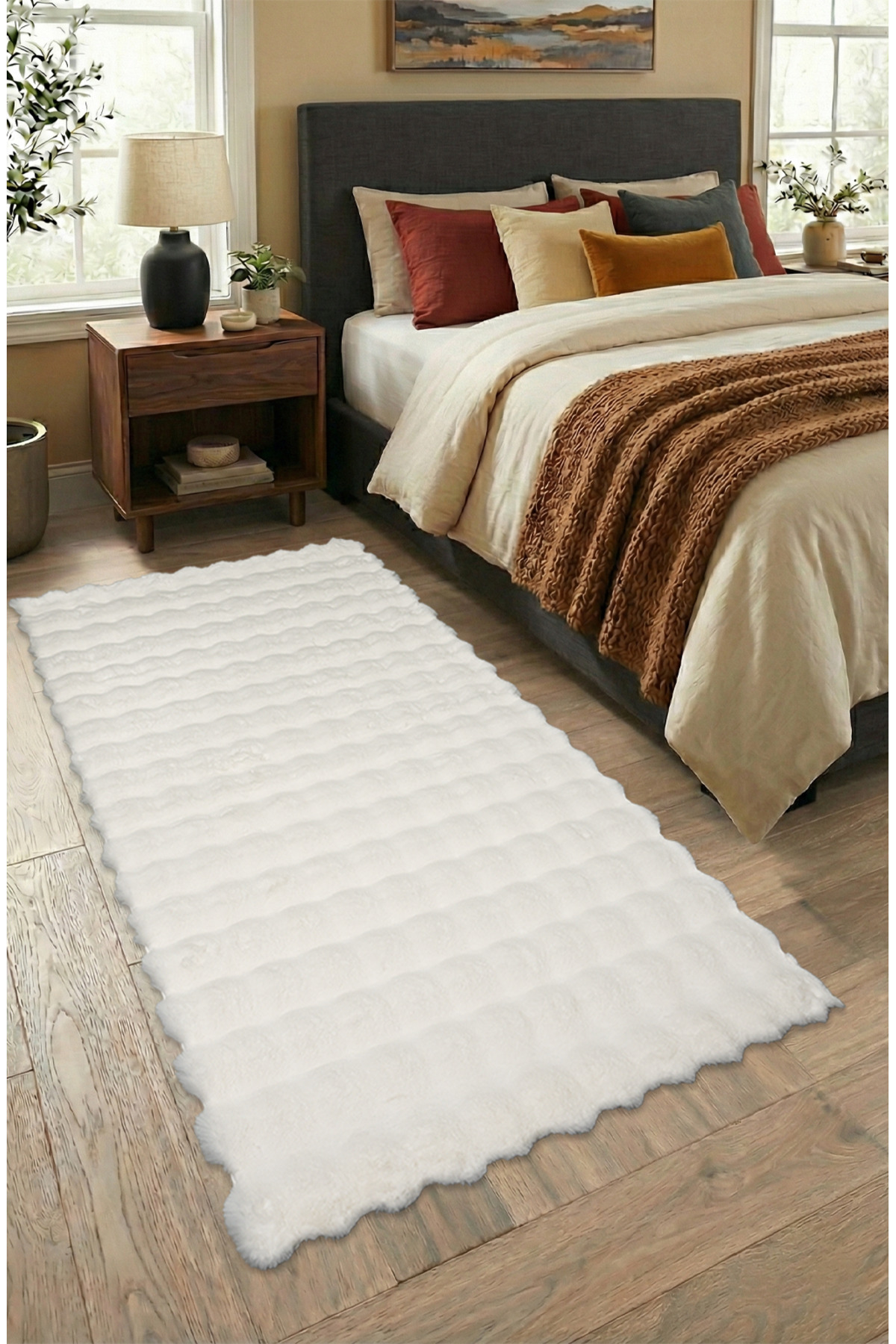 Bubble Rabbit Feather, Anti-Slip Suede Sole, Super Soft, Ultra Luxury, Washable Carpet