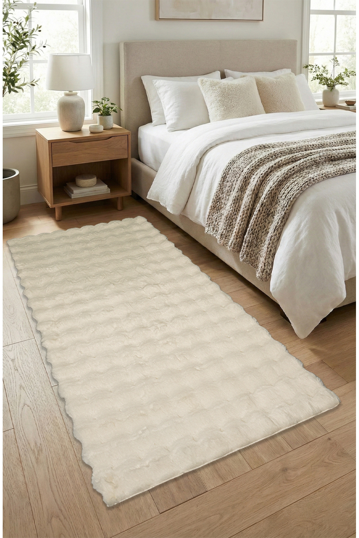 Bubble Rabbit Feather, Anti-Slip Suede Sole, Super Soft, Ultra Luxury, Washable Carpet