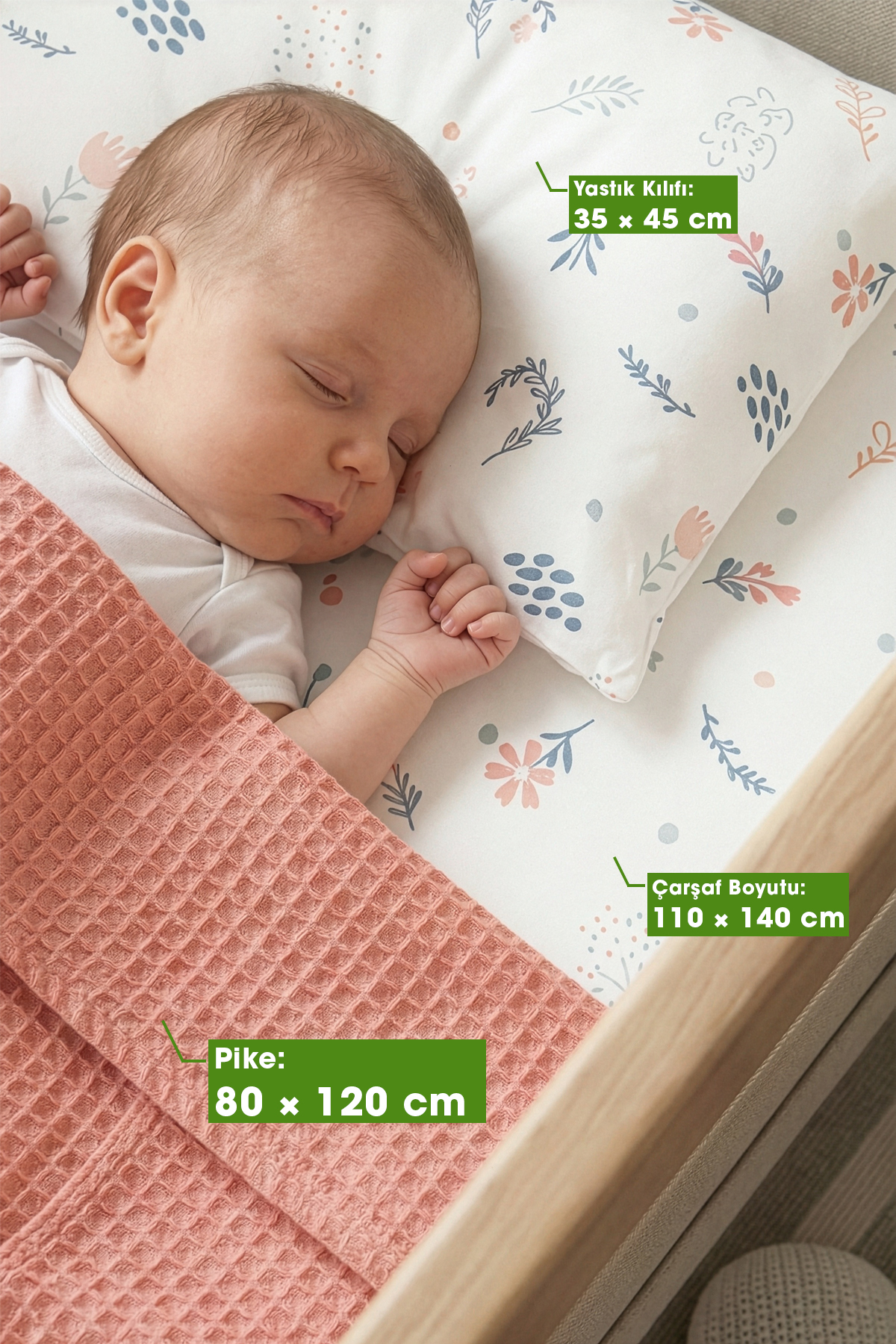 Yada Baby %100 Pamuk Poplin Waffle Bebek Pike Takımı (80 X 120 CM) (OEKO-TEX SERTİFİKALI) fotoğrafı 2 (önizleme)