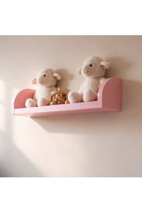 WoodArtDesign 1 adet Pastel Pembe Çocuk Odası Duvar Rafı – Oyuncak ve Kitap R...