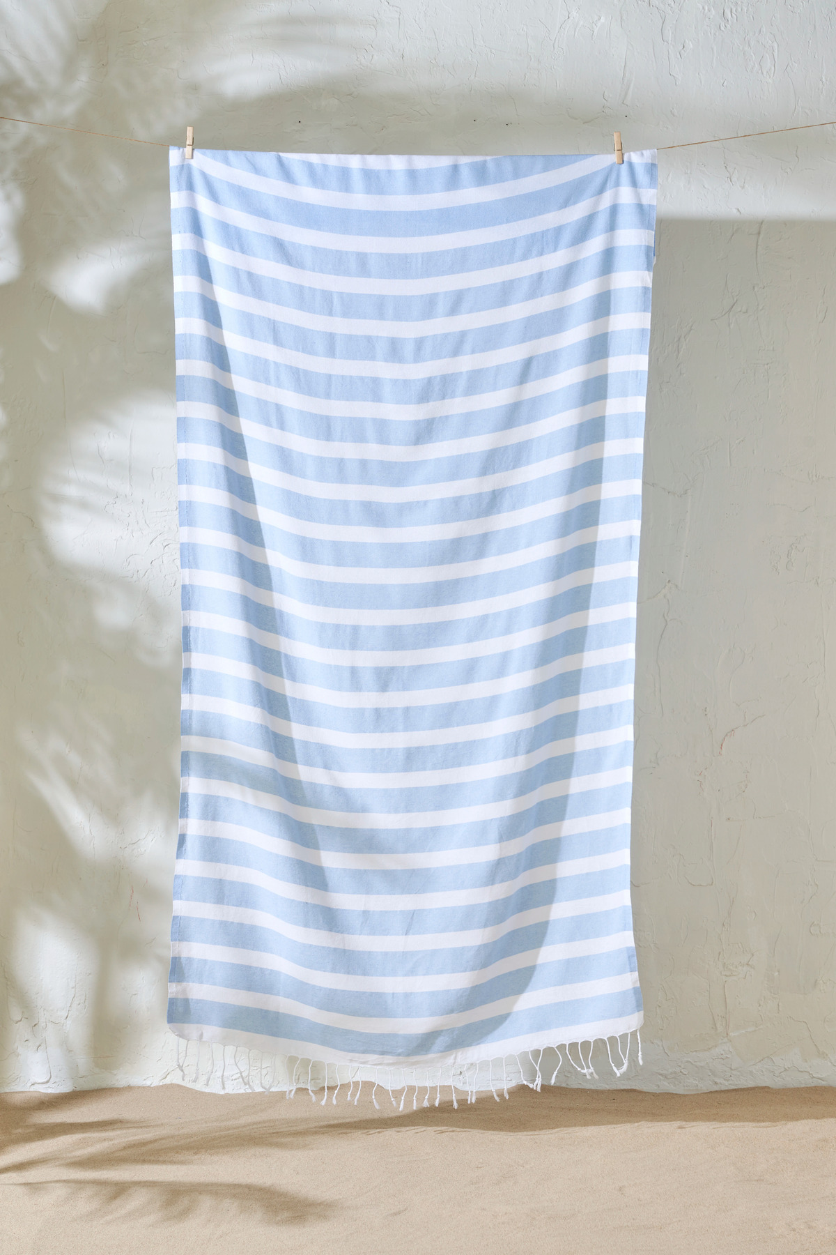 100% Cotton Lua Striped Peshtemal Light Blue (95x180 cm)