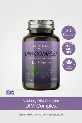 Vitaberg Dim Complex 30 Kapsül | DIM 100 mg, D3 ve Bitkisel Ekstreler İçeren ...